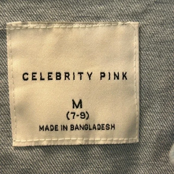 Celebrity Pink Denim Romper Juniors Womens M 7-9 Chambray Utility Jumpsuit - Picture 5 of 7